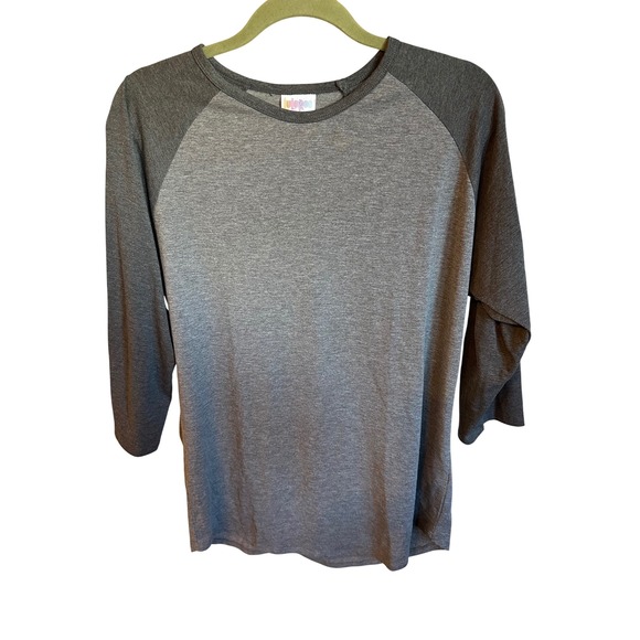LulaRoe Women's XL Gray 3/4 Sleeve Baseball Raglan Tee T Shirt Top - Picture 1 of 3